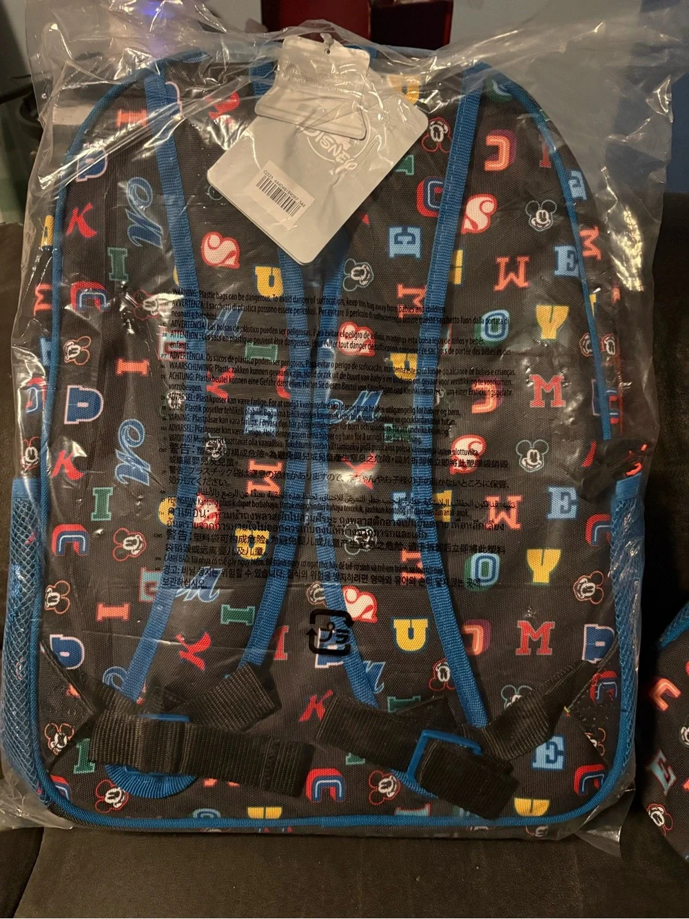 SET OF TWO Disney Mickey Mouse Black Backpack with Multicolor Lettering